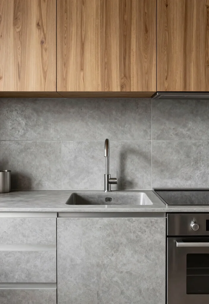 16 Kitchen Sink Tiles Ideas That Add Texture - 7. Concrete Tiles 1