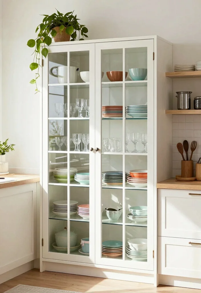 16 Movable Kitchen Cabinets Ideas With Flexible Design 13 16 Movable Kitchen Cabinets Ideas With Flexible Design - 13. Glass-Fronted Movable Cabinets 1