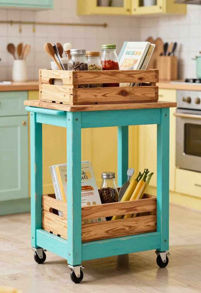 16 Movable Kitchen Cabinets Ideas With Flexible Design 2 16 Movable Kitchen Cabinets Ideas With Flexible Design - 2. DIY Movable Cart for Kitchen Essentials 1