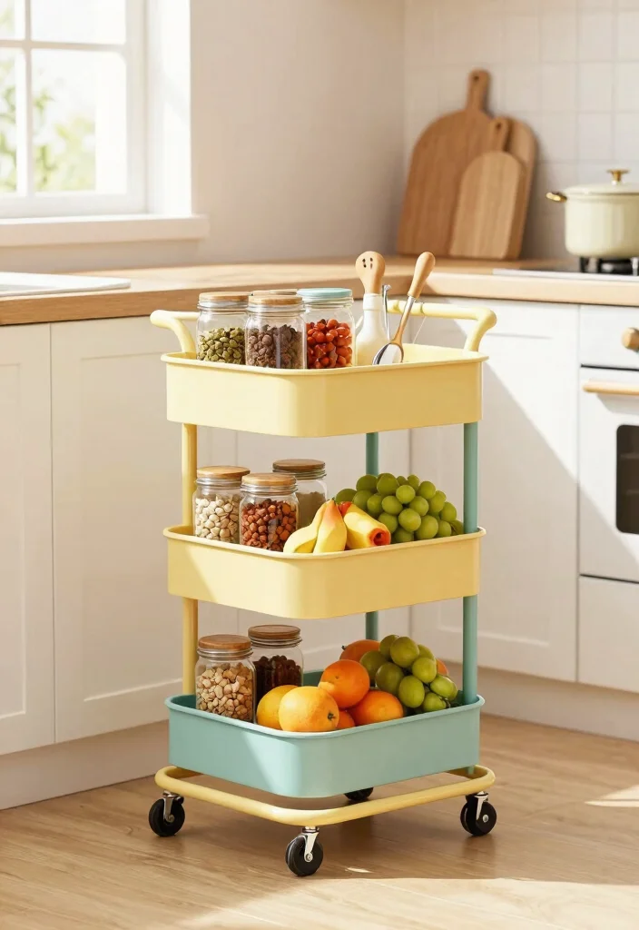 16 Movable Kitchen Cabinets Ideas With Flexible Design 7 16 Movable Kitchen Cabinets Ideas With Flexible Design - 7. Multi-tiered Cart for Complete Organization 1