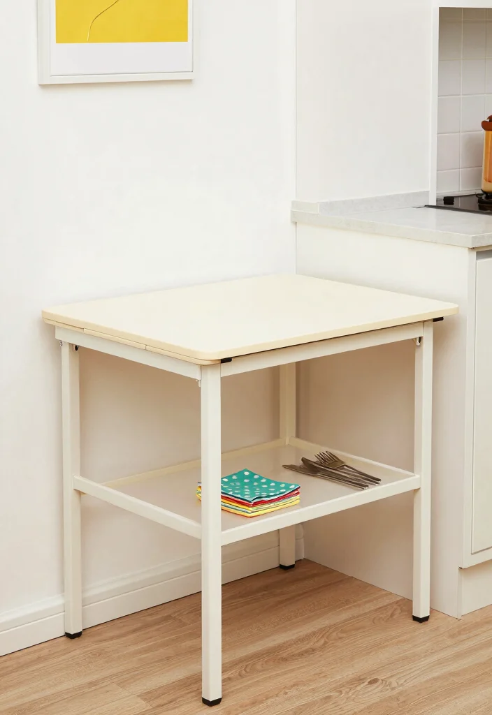 16 Movable Kitchen Cabinets Ideas With Flexible Design 9 16 Movable Kitchen Cabinets Ideas With Flexible Design - 9. Compact Foldable Dining Table with Storage 1