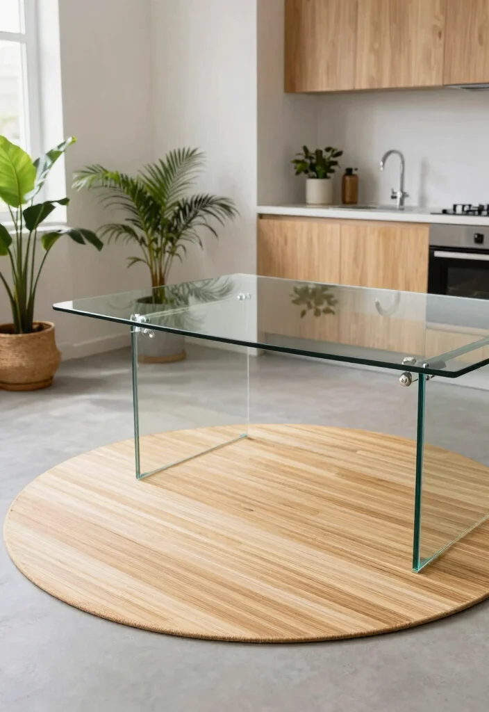 16 Round Rug Under Kitchen Table Ideas That Add Cozy Texture - 8. Eco-Friendly Bamboo Round Rug 1