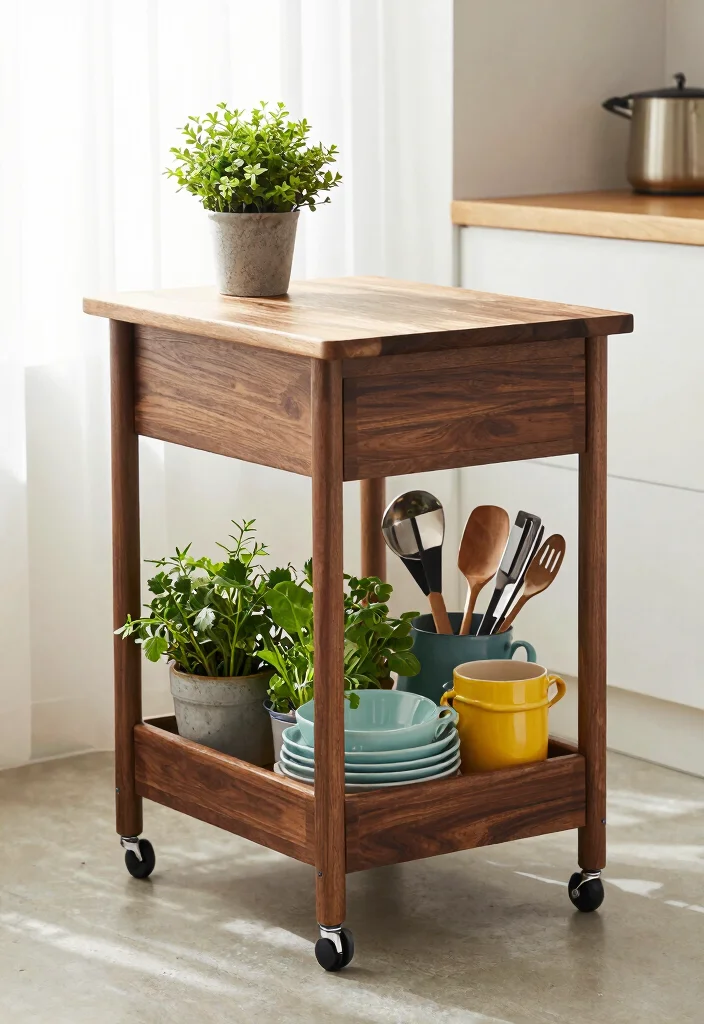 16 Small Kitchen Islands Ideas That Save Space 3 16 Small Kitchen Islands Ideas That Save Space - 3. Multi-Functional Cart 1