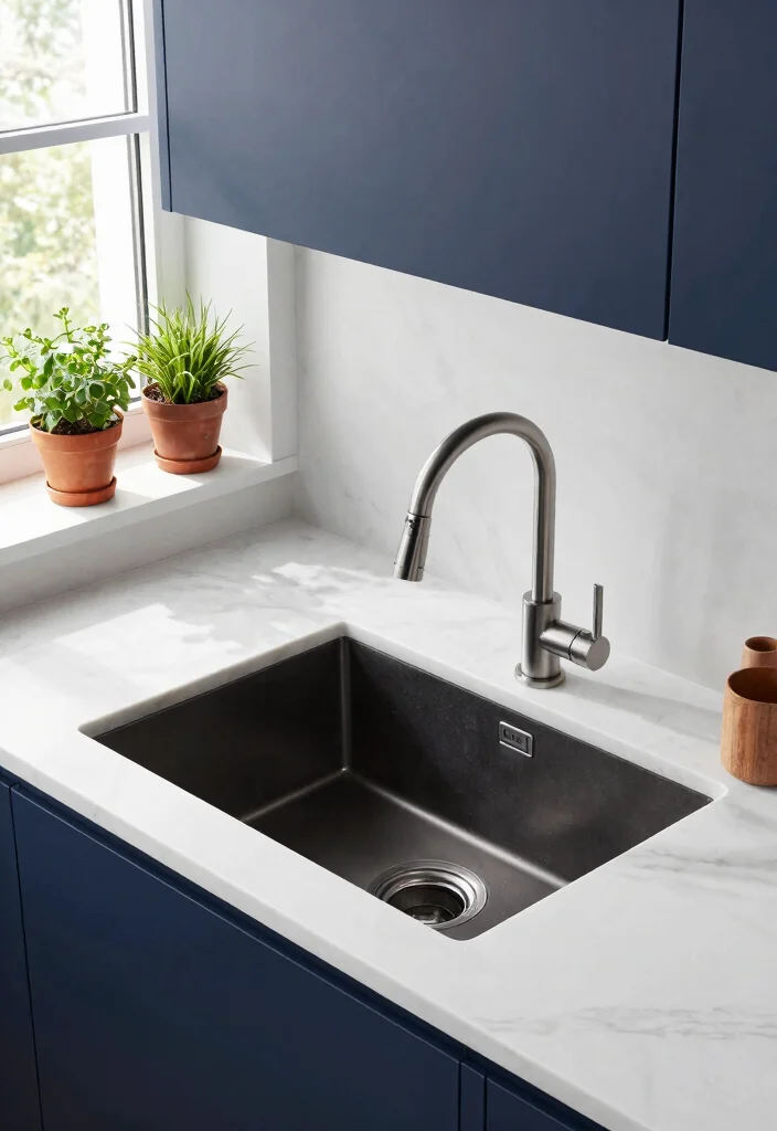 16 Under Mount Kitchen Sink Ideas With Clean Finish - 2. Bold Materials 1