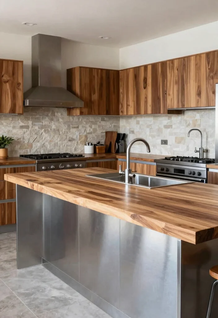16 Warm Natural Charm Wood Countertops Kitchen Ideas Trending in 2026 7 16 Warm Natural Charm Wood Countertops Kitchen Ideas Trending in 2026 - 7. Mixed Materials Masterclass 1