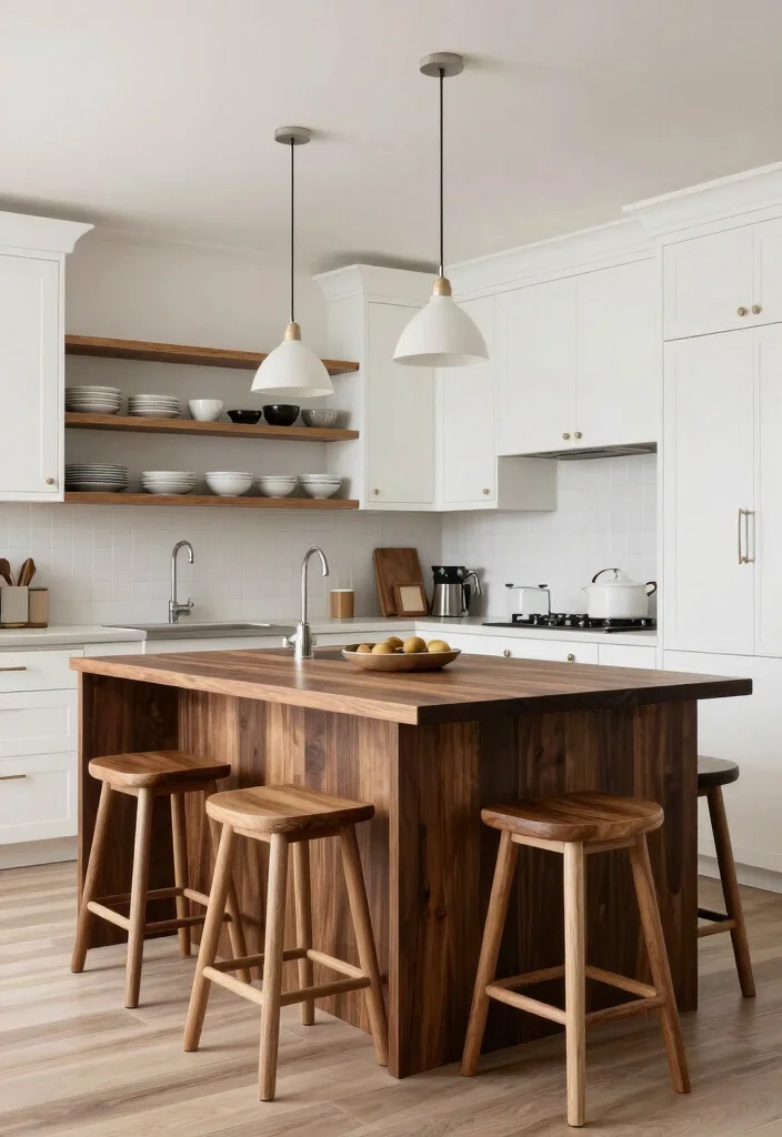 16 White Kitchen Dark Island Ideas With Bold Balance - 3. Dark Wood Island with White Accents 1
