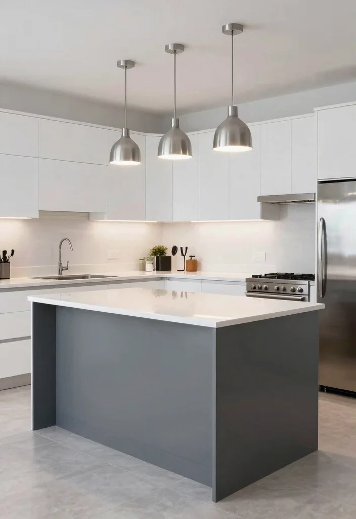 16 White Kitchen Dark Island Ideas With Bold Balance - 4. Graphite Grey Island with White Countertops 1