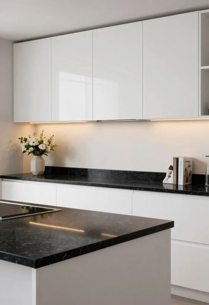 17 Black Granite Countertops Kitchen Modern Ideas With Sleek Style - 1. Bold Contrast with White Cabinets 1