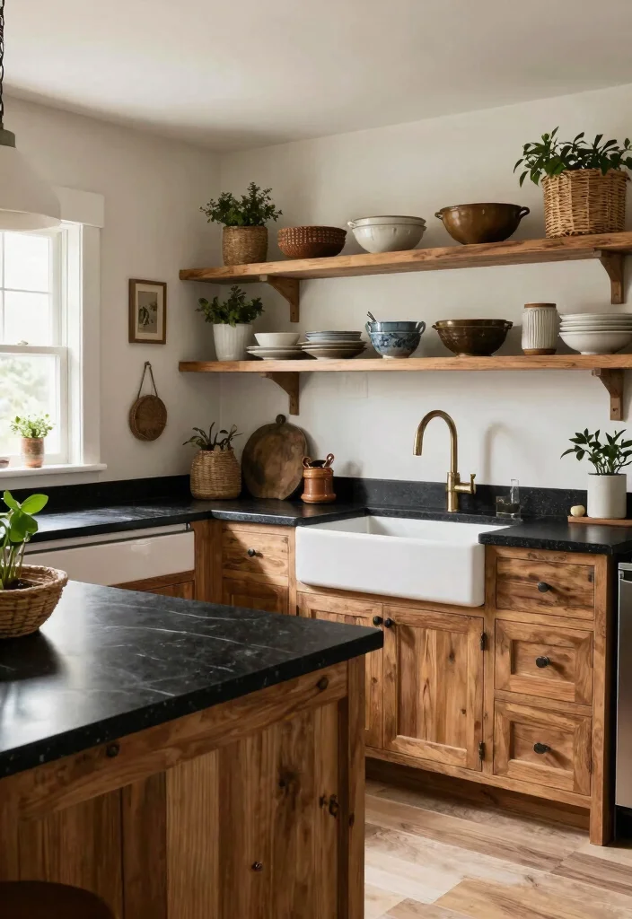 17 Black Granite Countertops Kitchen Modern Ideas With Sleek Style - 10. Farmhouse Style with a Contemporary Twist 1