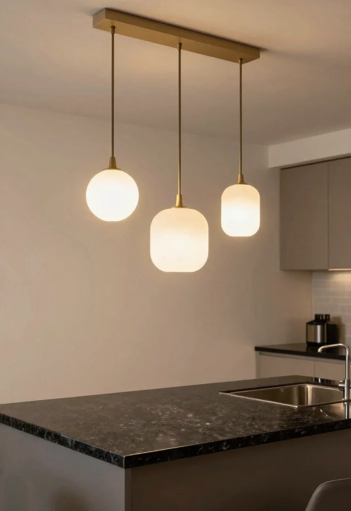 17 Black Granite Countertops Kitchen Modern Ideas With Sleek Style - 11. Statement Lighting Above Black Granite 1