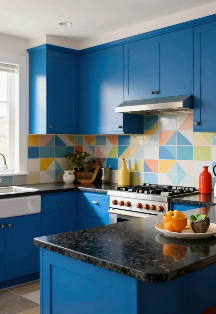 17 Black Granite Countertops Kitchen Modern Ideas With Sleek Style - 6. Incorporating Black Granite with Bold Colors 1