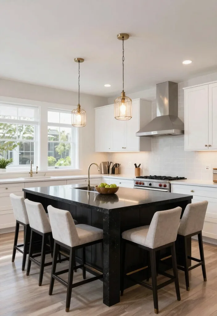 17 Black Granite Countertops Kitchen Modern Ideas With Sleek Style - 8. Open Concept Kitchens with Black Granite Islands 1