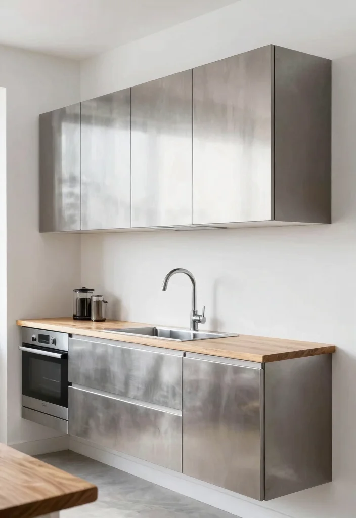 17 Floating Cabinets Kitchen Ideas With Minimal Appeal 5 17 Floating Cabinets Kitchen Ideas With Minimal Appeal - 5. Minimalist Metal Floating Cabinets 1