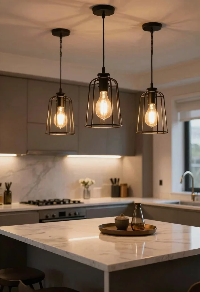17 Hanging Lights Over Kitchen Island Ideas That Glow Beautifully - 10. Vintage Caged Pendants 1