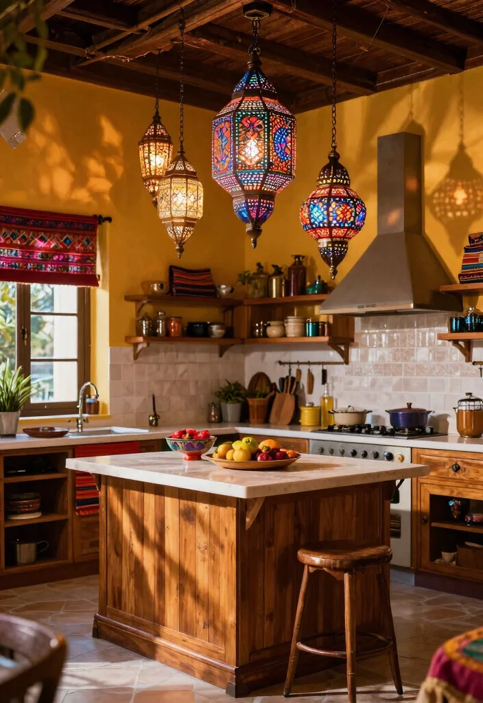 17 Hanging Lights Over Kitchen Island Ideas That Glow Beautifully - 14. Moroccan Lanterns 1