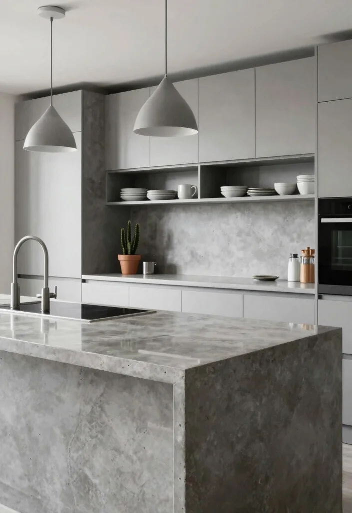 17 Kitchen Countertop Ideas That Upgrade Instantly 2 17 Kitchen Countertop Ideas That Upgrade Instantly - 2. Concrete Countertops 1