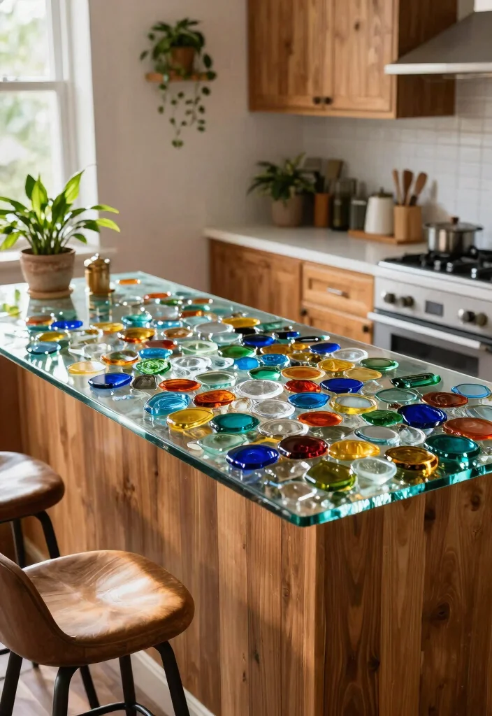 17 Kitchen Countertop Ideas That Upgrade Instantly 4 17 Kitchen Countertop Ideas That Upgrade Instantly - 4. Recycled Glass Countertops 1