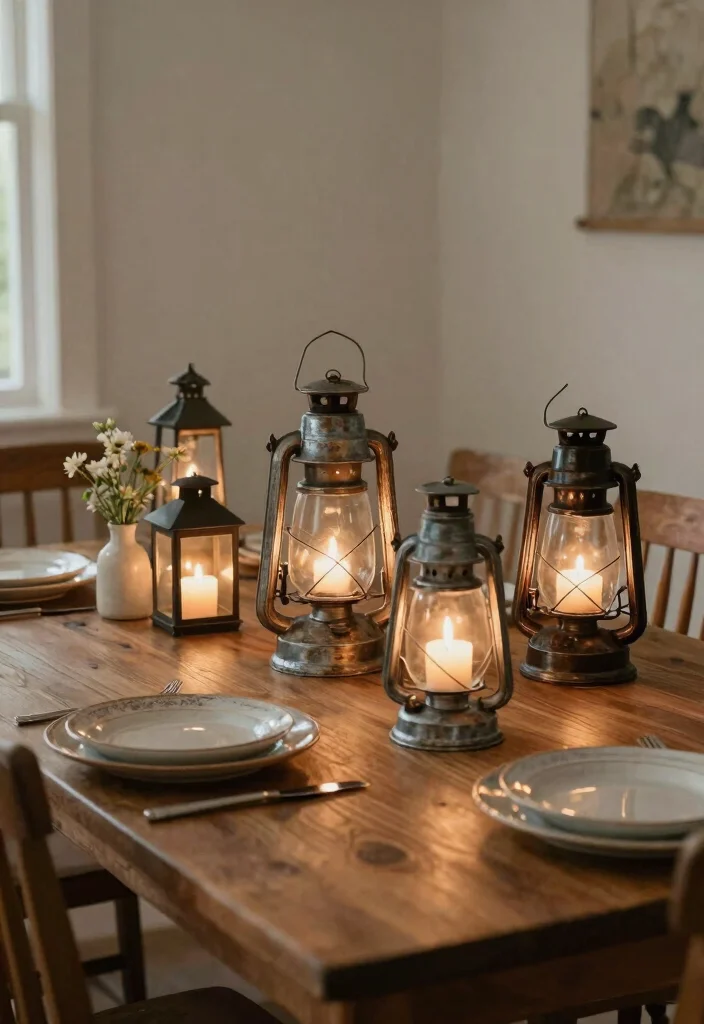 17 Kitchen Dining Lighting Ideas That Create Warm Ambience 2 17 Kitchen Dining Lighting Ideas That Create Warm Ambience - 2. Vintage Lanterns on the Table 1