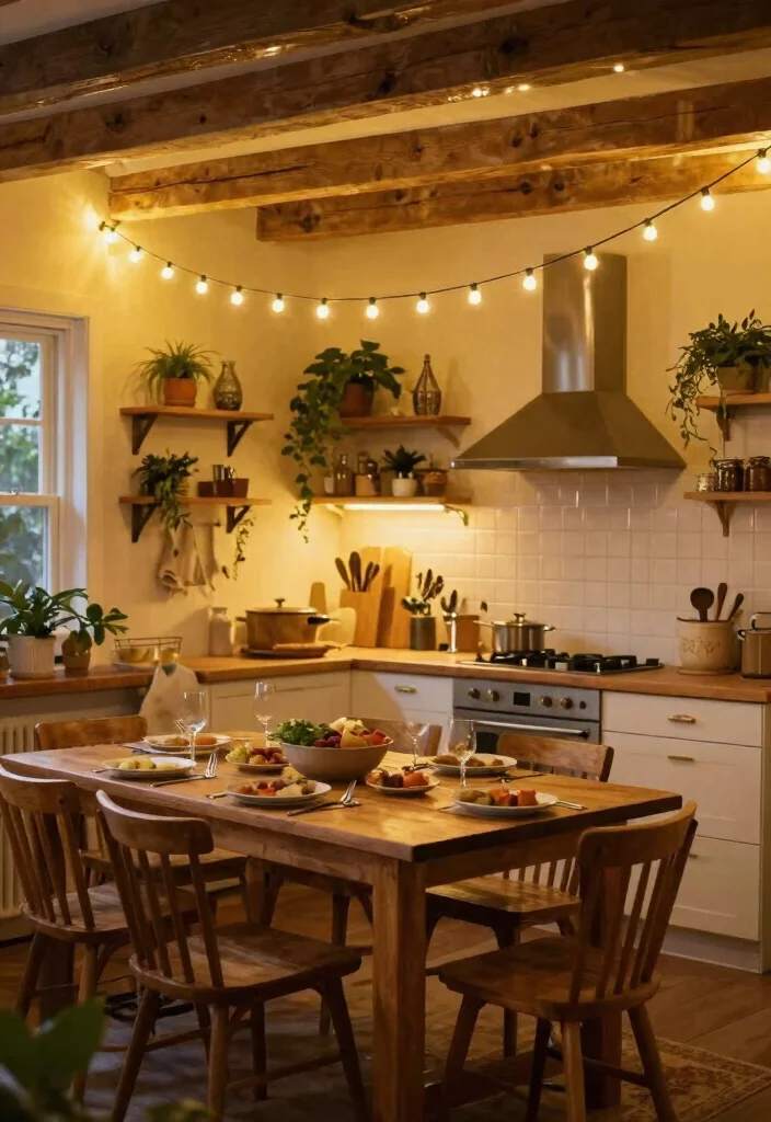17 Kitchen Dining Lighting Ideas That Create Warm Ambience 5 17 Kitchen Dining Lighting Ideas That Create Warm Ambience - 5. String Lights for a Casual Touch 1
