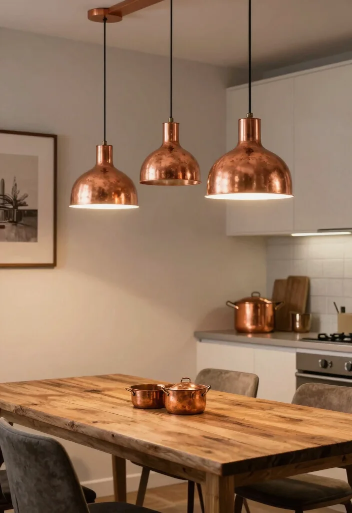 17 Kitchen Dining Lighting Ideas That Create Warm Ambience 8 17 Kitchen Dining Lighting Ideas That Create Warm Ambience - 8. Copper Accented Lighting 1