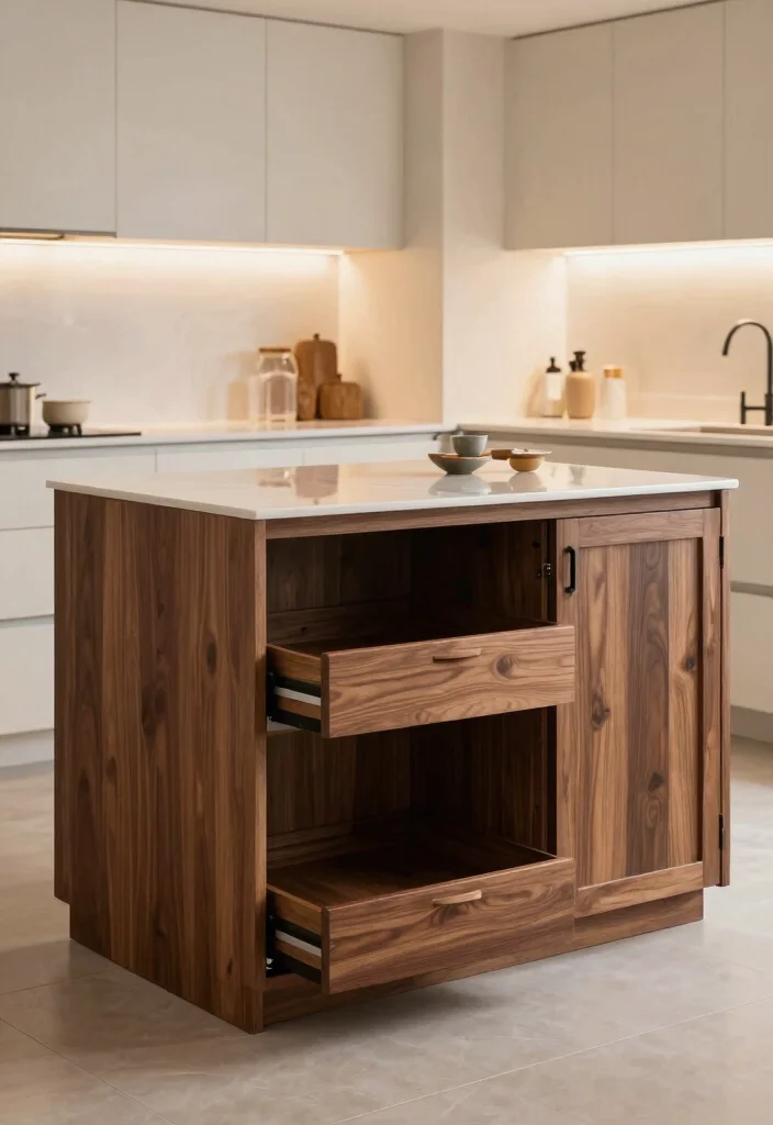 17 Kitchen Garage Cabinet Ideas That Hide Appliances - 12. Kitchen Islands with Hidden Compartments 1