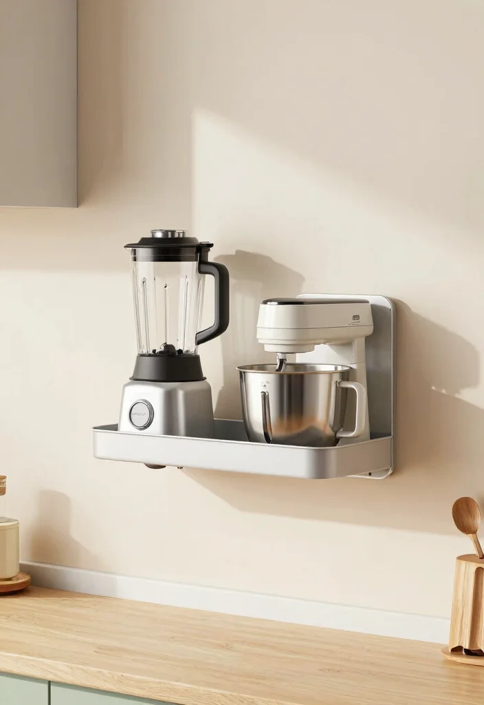 17 Kitchen Garage Cabinet Ideas That Hide Appliances - 16. Wall-Mounted Appliance Holders 1