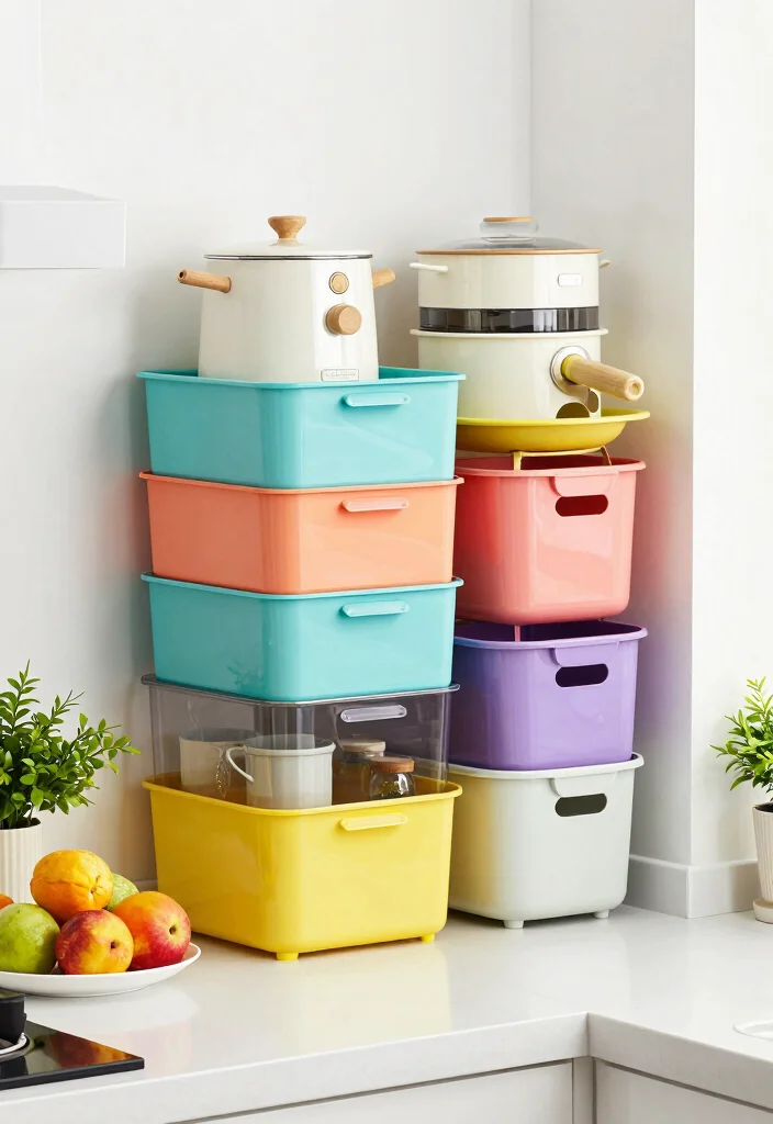 17 Kitchen Garage Cabinet Ideas That Hide Appliances - 7. Stackable Storage Solutions 1