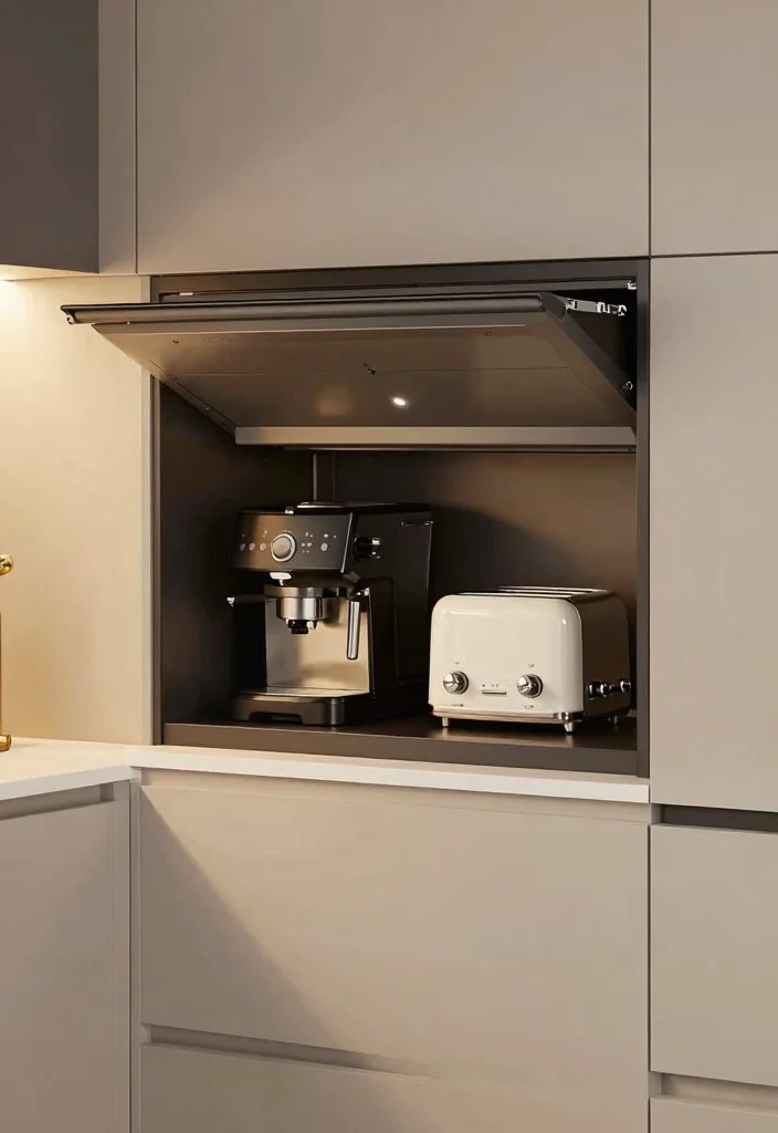 17 Kitchen Garage Cabinet Ideas That Hide Appliances - 9. Appliance Garages 1