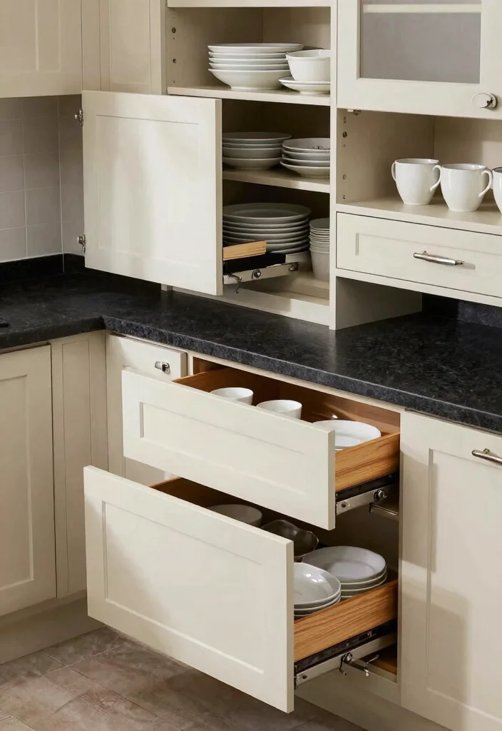 17 Kitchen With Black Granite Countertops Ideas With Luxe Depth - 11. Smart Storage Solutions with Luxe Vibe 1