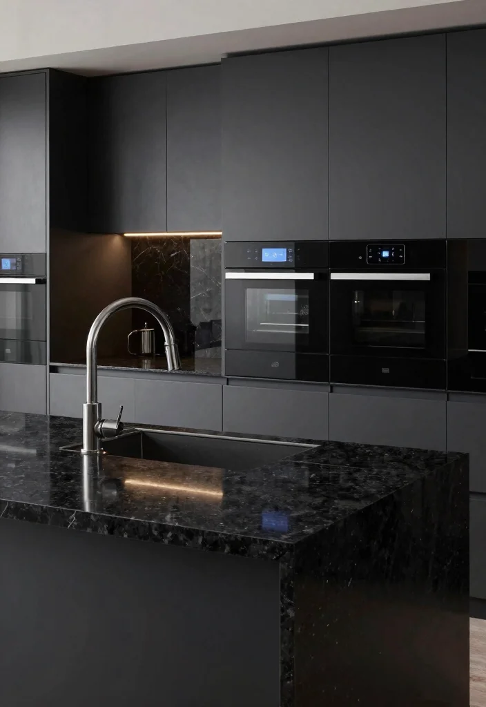 17 Kitchen With Black Granite Countertops Ideas With Luxe Depth - 14. Incorporating Smart Tech 1