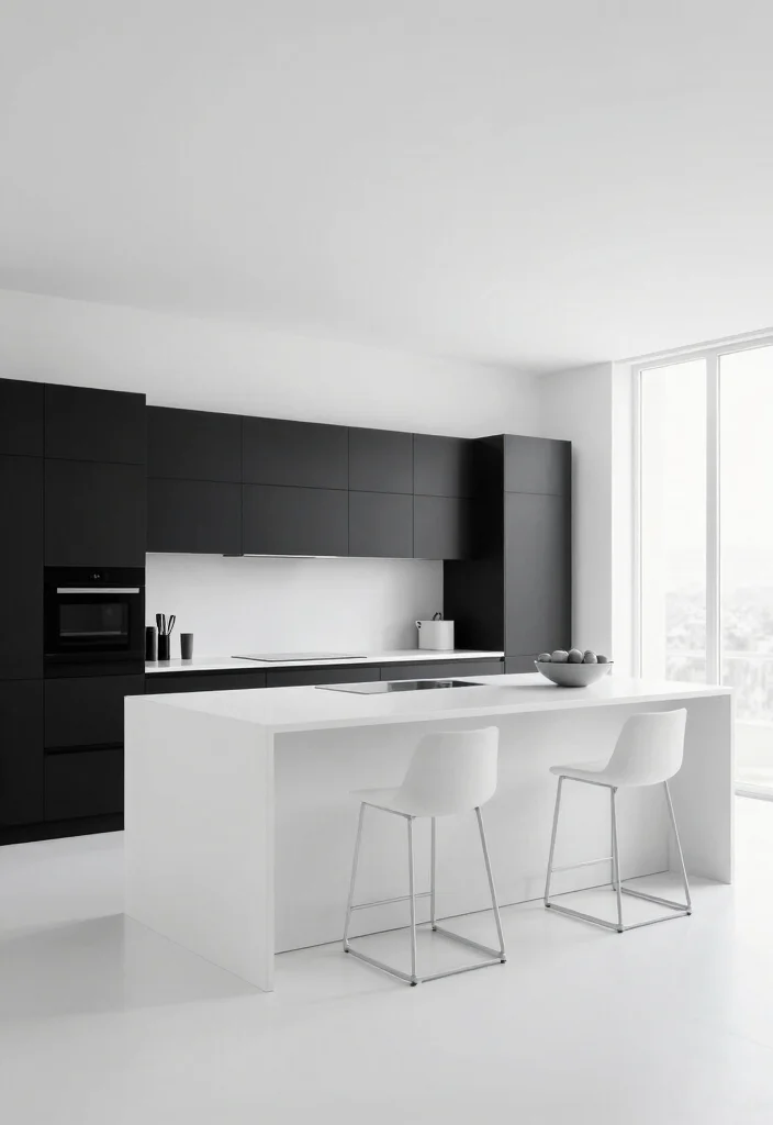 17 Open Island Kitchen Ideas With Airy Flow 1 17 Open Island Kitchen Ideas With Airy Flow - 1. Minimalist Monochrome 1