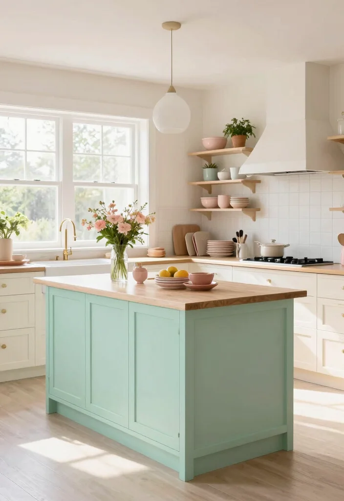 17 Open Island Kitchen Ideas With Airy Flow 2 17 Open Island Kitchen Ideas With Airy Flow - 2. Bright and Airy Pastels 1