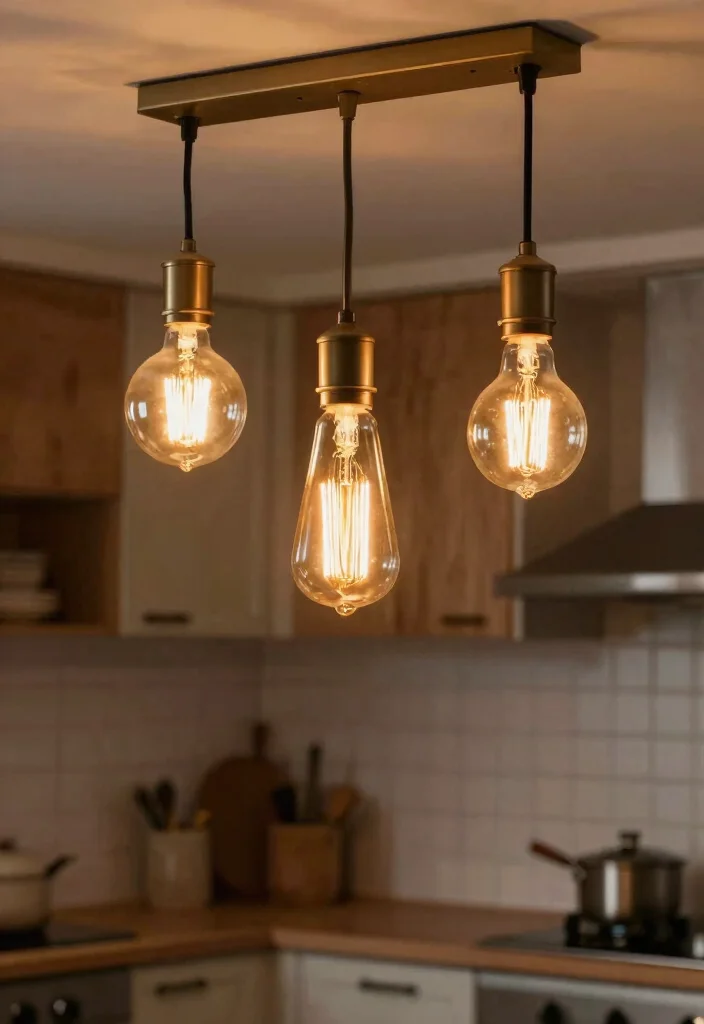 17 Small Kitchen Lighting Fixtures Ideas That Brighten Efficiently - 16. Retro Bulb Fixtures 1