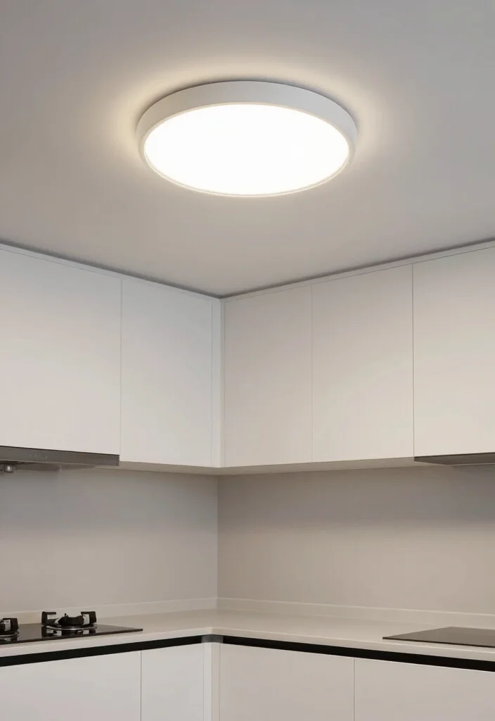 17 Small Kitchen Lighting Fixtures Ideas That Brighten Efficiently - 5. Energy-Efficient Flush Mount Lights 1