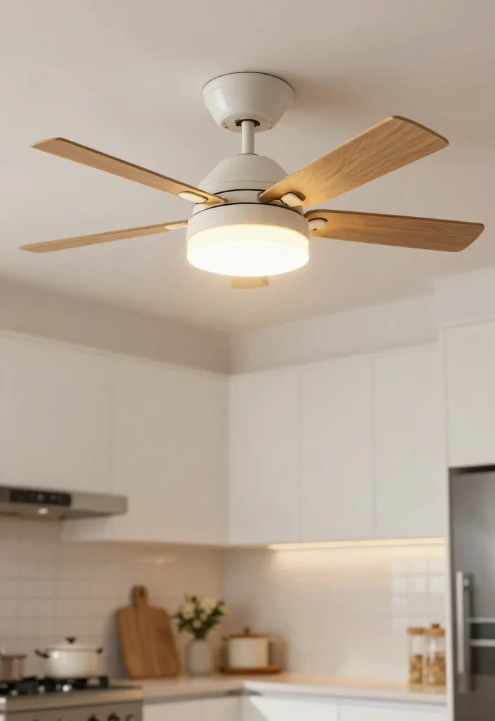 17 Small Kitchen Lighting Fixtures Ideas That Brighten Efficiently - 7. Decorative Ceiling Fans with Built-in Lighting 1