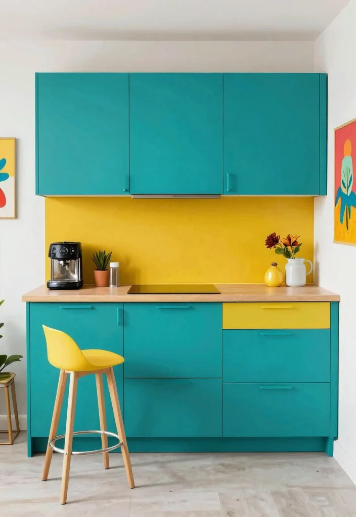 17 Swiss Coffee Kitchen Cabinets Ideas With Creamy Warm Tone - 14. Bold Color Accents 1