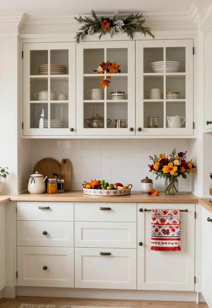17 Swiss Coffee Kitchen Cabinets Ideas With Creamy Warm Tone - 17. Seasonal Decor Options 1
