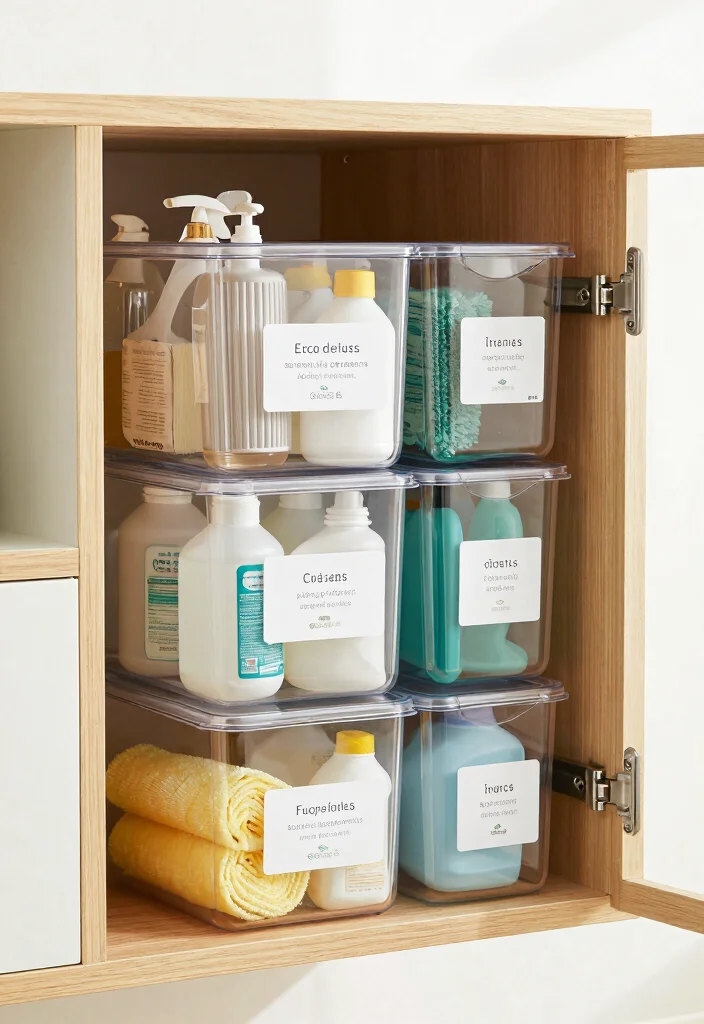 17 Undersink Organizing Kitchen Ideas That Work Smart - 1. Use Stackable Bins for Maximum Space 1