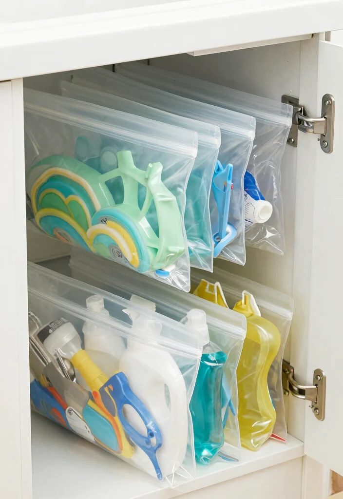 17 Undersink Organizing Kitchen Ideas That Work Smart - 13. Utilize Clear Storage Bags 1