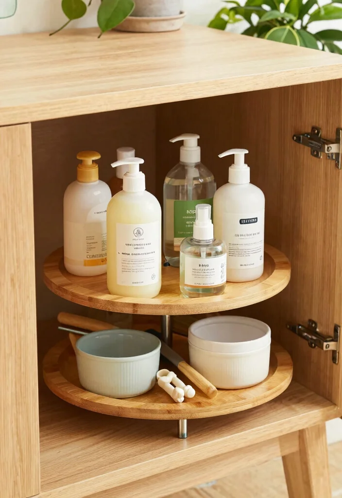 17 Undersink Organizing Kitchen Ideas That Work Smart - 3. Incorporate a Lazy Susan 1