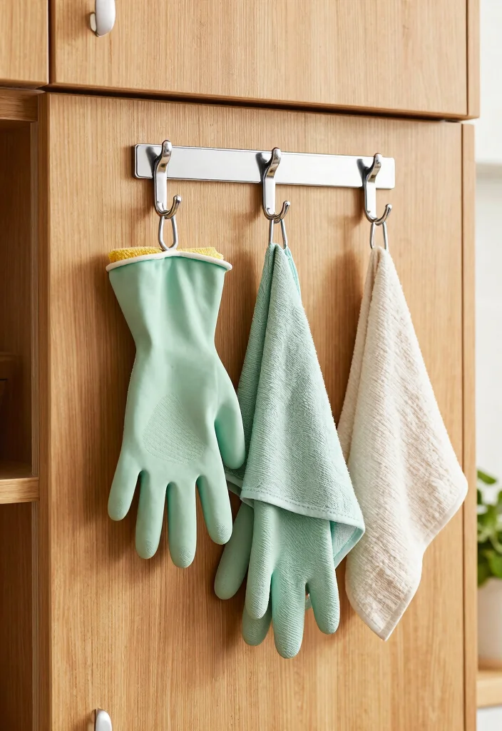 17 Undersink Organizing Kitchen Ideas That Work Smart - 4. Utilize Door Space with Hooks 1