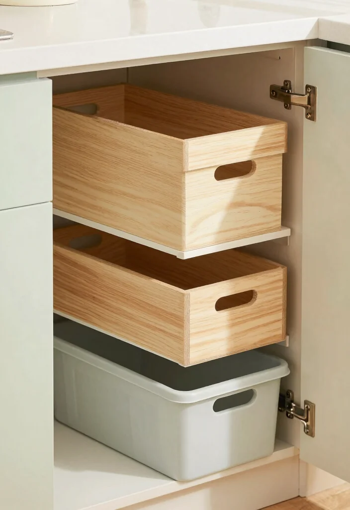 17 Undersink Organizing Kitchen Ideas That Work Smart - 8. Multi-Purpose Storage Boxes 1