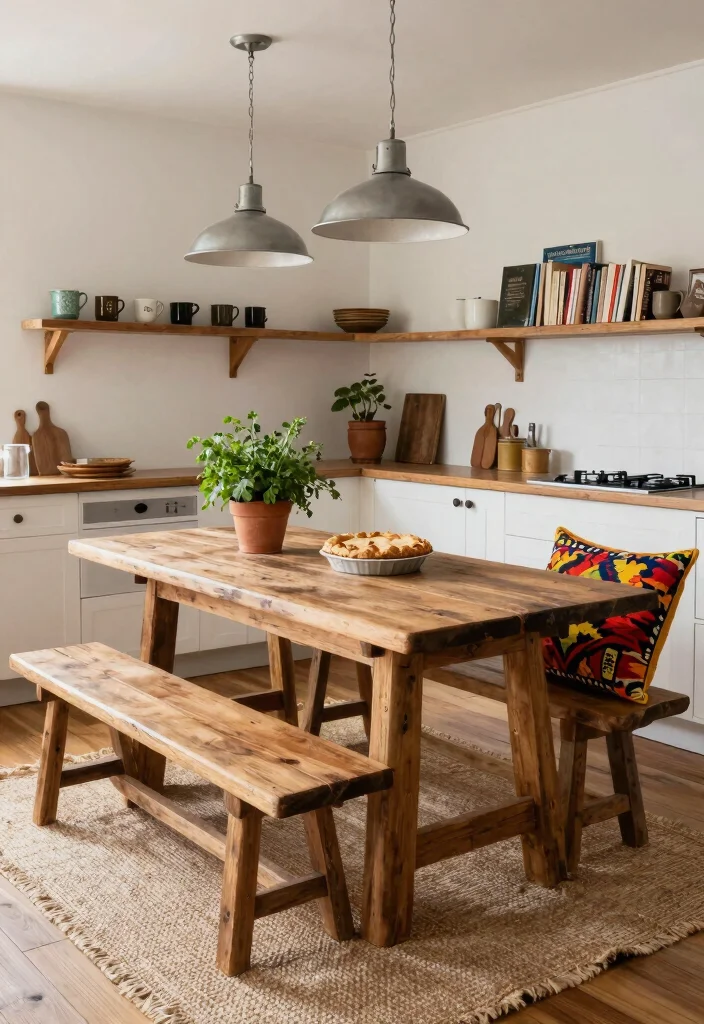 18 Bench Table Kitchen Ideas With Casual Comfort 1 18 Bench Table Kitchen Ideas With Casual Comfort - 1. Reclaimed Wood Bench Table 1