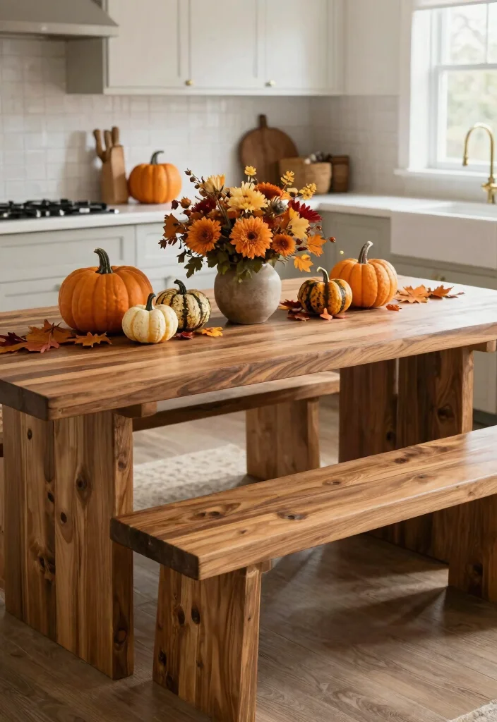 18 Bench Table Kitchen Ideas With Casual Comfort 16 18 Bench Table Kitchen Ideas With Casual Comfort - 16. Seasonal Decor 1