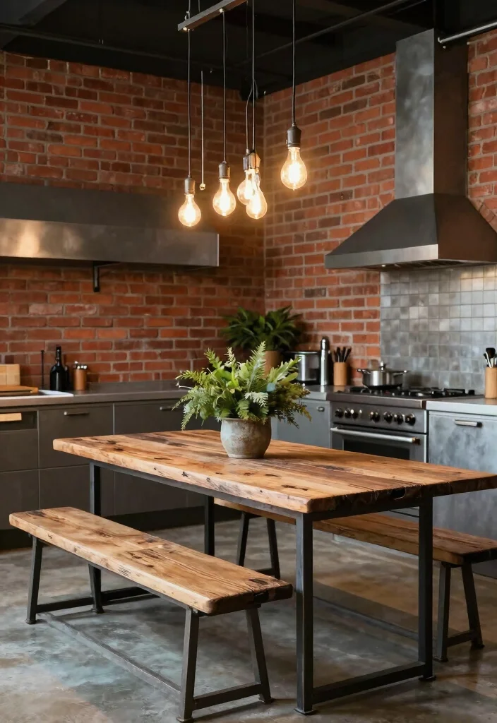 18 Bench Table Kitchen Ideas With Casual Comfort 4 18 Bench Table Kitchen Ideas With Casual Comfort - 4. Vintage Industrial Style 1