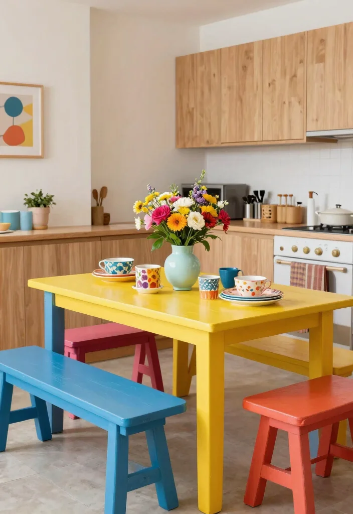 18 Bench Table Kitchen Ideas With Casual Comfort 6 18 Bench Table Kitchen Ideas With Casual Comfort - 6. Colorful Accents 1