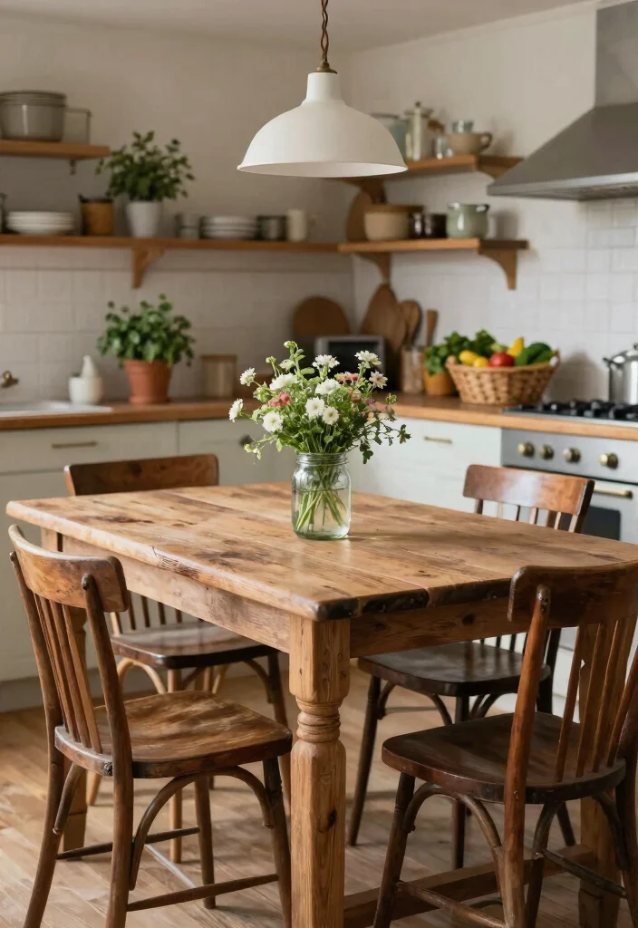 18 Cozy Kitchen Table Ideas That Feel Inviting 1 18 Cozy Kitchen Table Ideas That Feel Inviting - 1. Farmhouse Chic: Weathered Wood Appeal 1