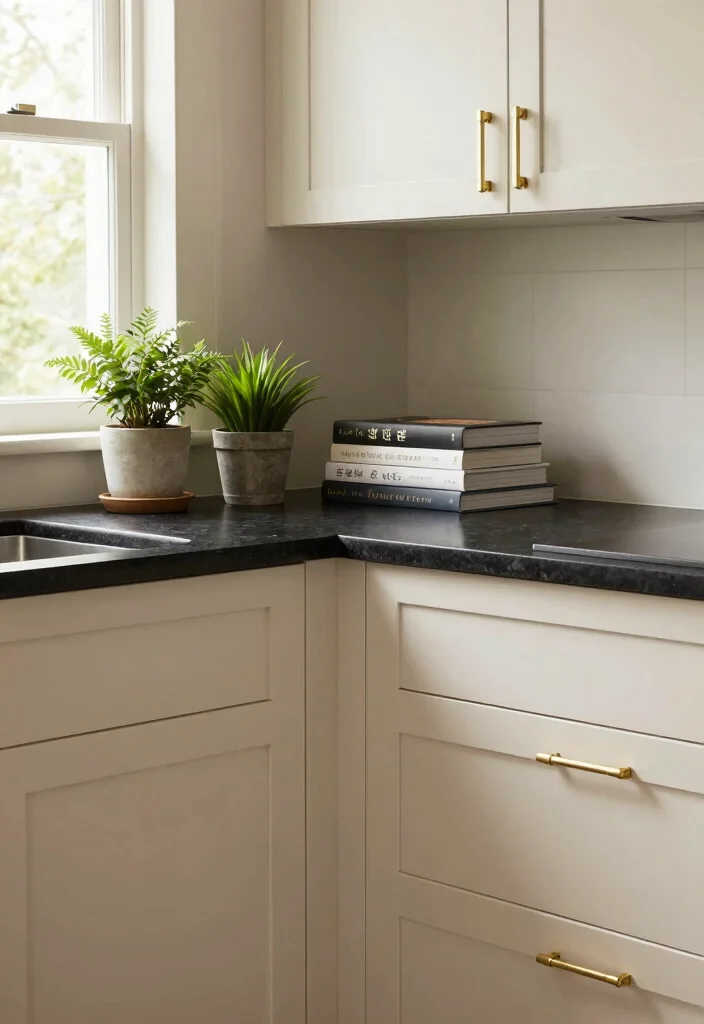 18 Cream Kitchen Cabinets With Granite Ideas With Elegant Contrast 1 18 Cream Kitchen Cabinets With Granite Ideas With Elegant Contrast - 1. Soft Cream and Bold Black Granite 1