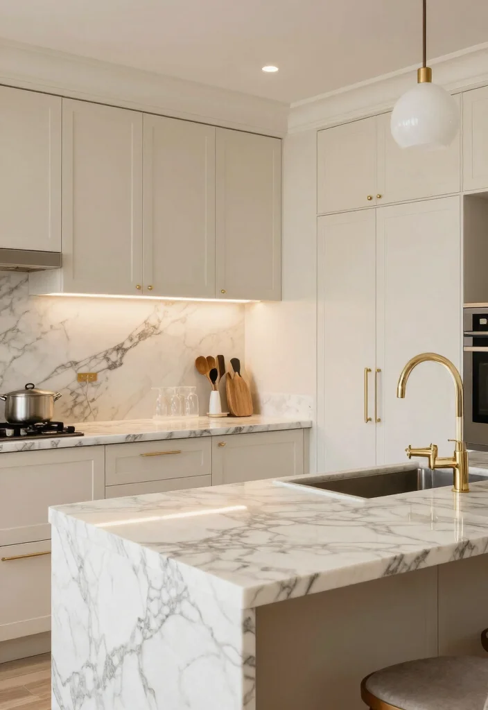 18 Cream Kitchen Cabinets With Granite Ideas With Elegant Contrast 10 18 Cream Kitchen Cabinets With Granite Ideas With Elegant Contrast - 10. Unique Quartzite for a Luxurious Finish 1