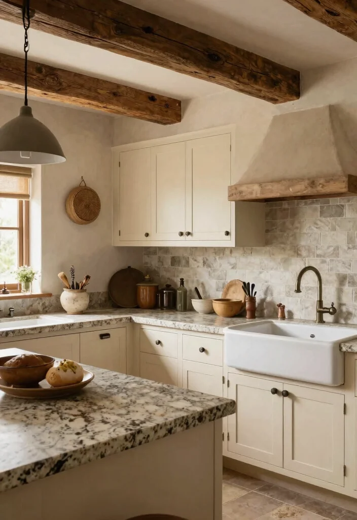 18 Cream Kitchen Cabinets With Granite Ideas With Elegant Contrast 11 18 Cream Kitchen Cabinets With Granite Ideas With Elegant Contrast - 11. Contrasting Textures with Cream and Stone Granite 1